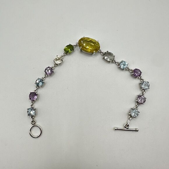NWOT 7" One-of-a-kind Multi-gemstone and sterling silver bracelet! - Picture 14 of 16